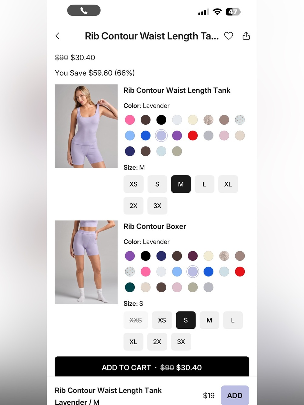 Confrt Rib contour set top size medium bottoms size small